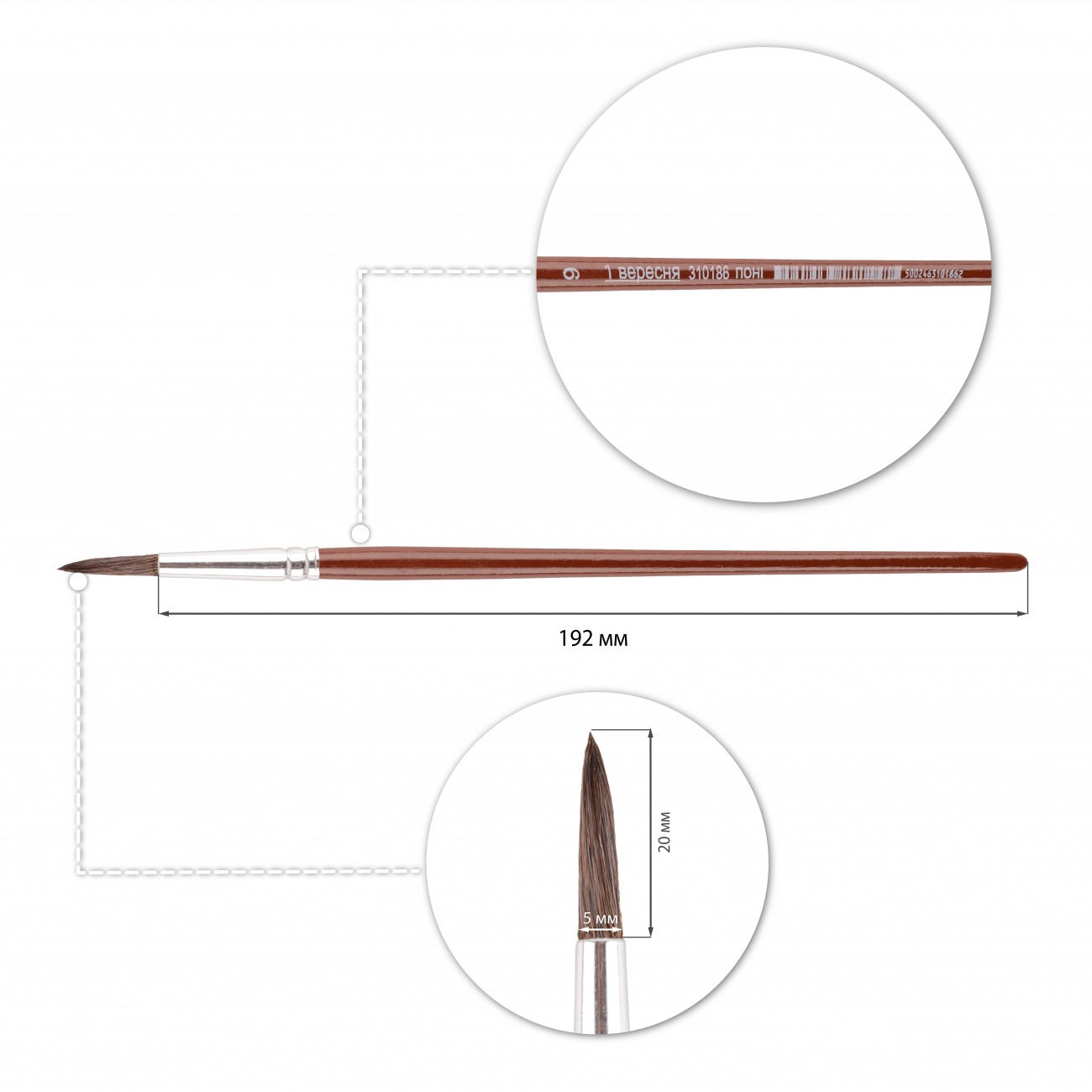 Round pony brush "1B" /310186/ №9 (12/144)