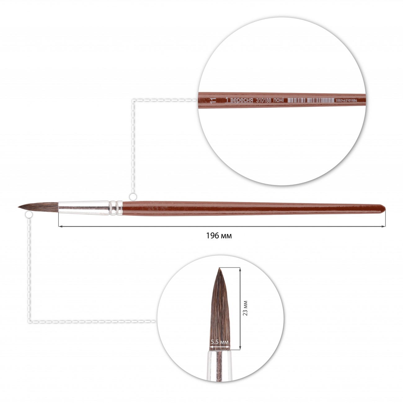 Round pony brush "1B" /310188/ #11 (12/144)