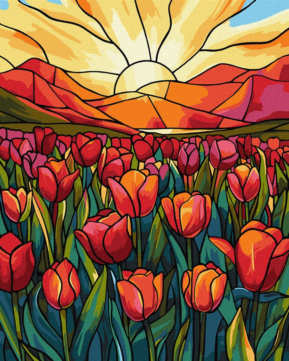 Painting by numbers "Ideyka" /KHO3282/ "Field of tulips" 40x50 cm