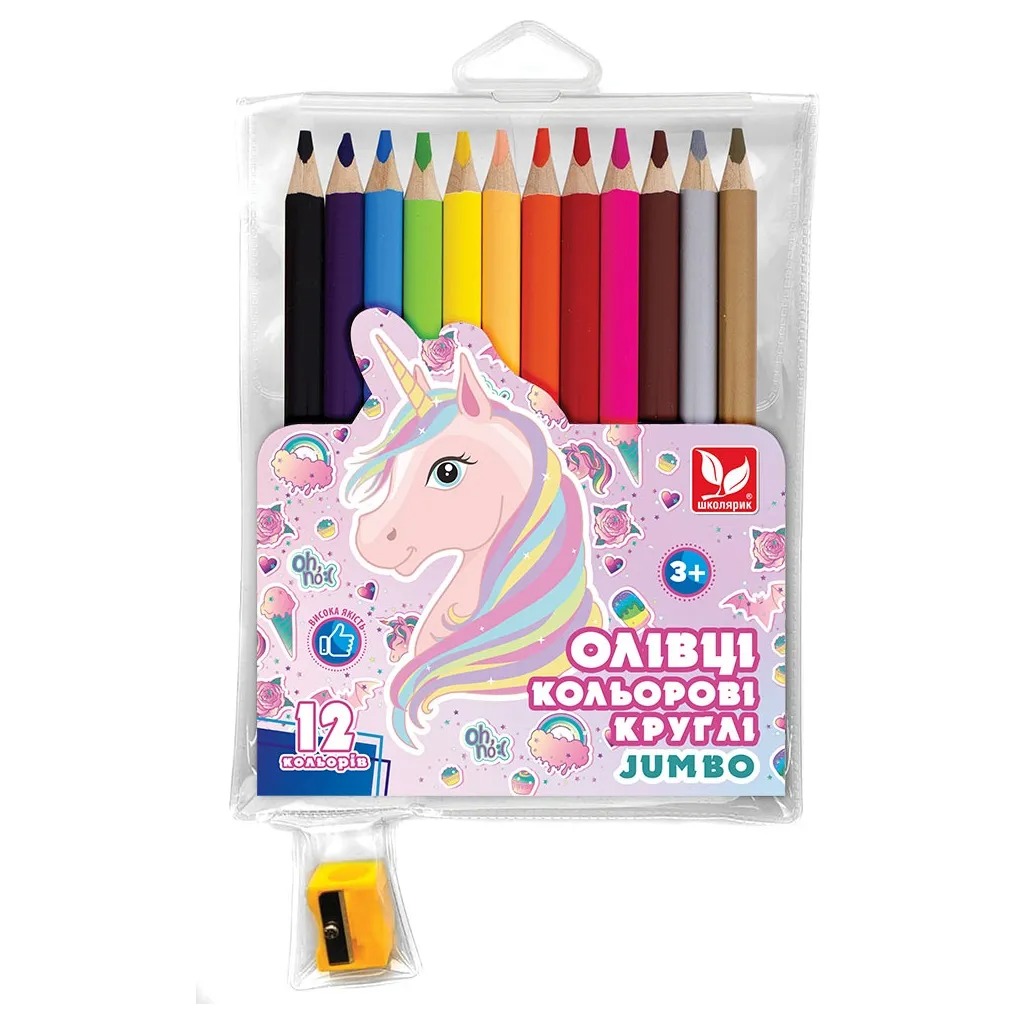 Colored pencils "Schoolboy" 12 pcs. /312221007-UA/ round "Jumbo Unicorn" chinka (1/12)