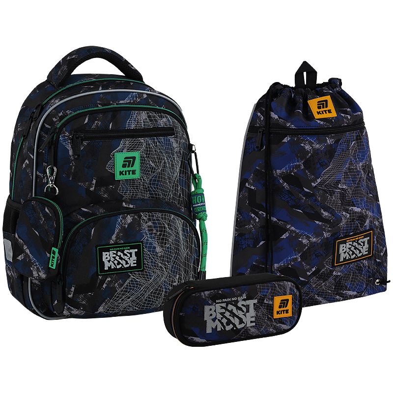 "Kite" set /SET_K25-773M-3/ backpack + pencil case + shoe bag 773 Beast Mode (1/6)