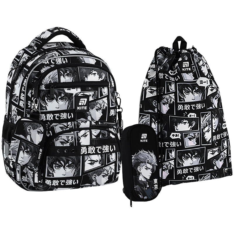 "Kite" set /SET_K25-773M-4/ backpack + pencil case + shoe bag 773 Anime Boy (1/6)