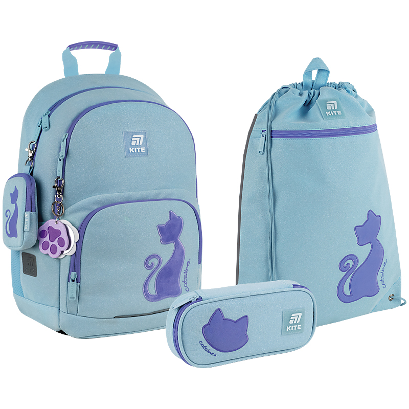 Set "Kite" /SET_K25-585M-1/ backpack + pencil case + shoe bag 585 Catsline (1/6)