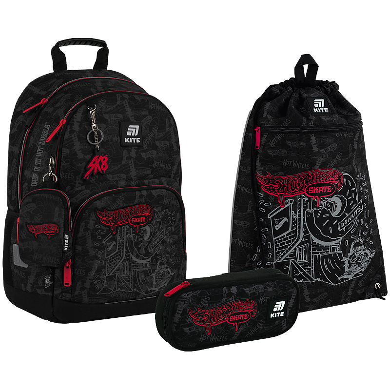 Set "Kite" /SET_HW25-585M/ backpack + pencil case + shoe bag 585 Hot Wheels (1/6)