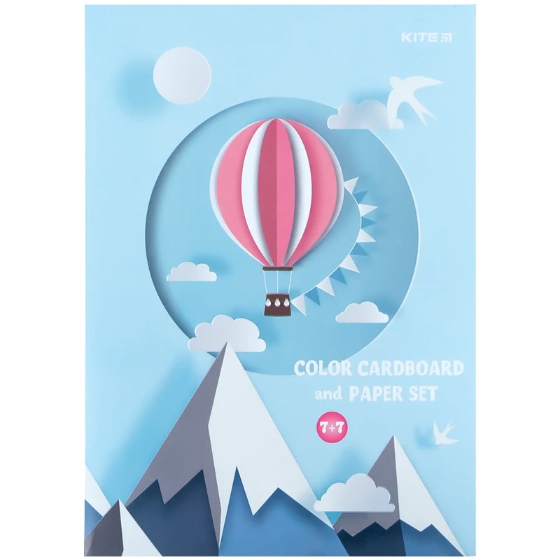 Set of paper and cardboard A4 (7+7) "Kite" /K24-1256/ folder (1/20)