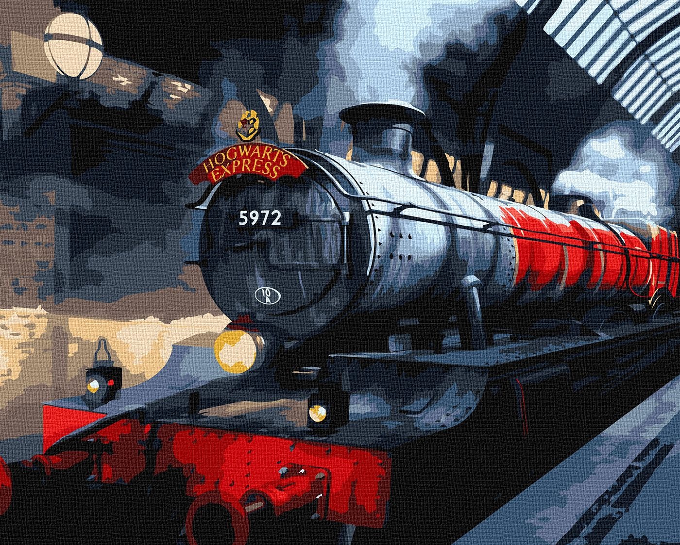 Paint by number "Ideyka" /KHO5210/ "Harry Potter: Hogwarts express with extra metallic paints" 40*50cm