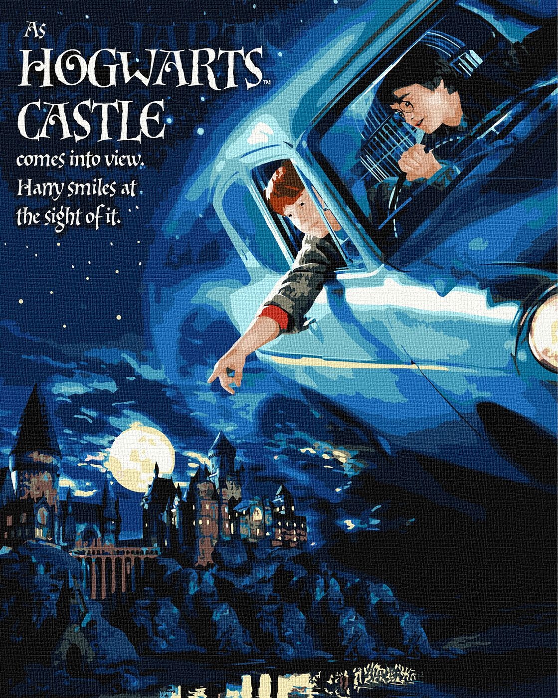 Paint by number "Ideyka" /KHO8719/ "Harry Potter: Flying on a car with metallic paint" 40*50cm
