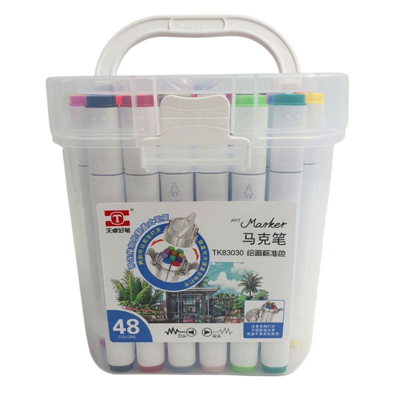 Sketch Marker double-sided "JO" /TK83030-48/ oval. scosh/circle. 48pcs/set layer. container with handle (1/12)