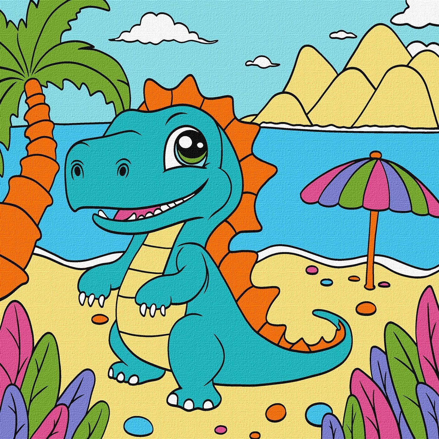 Painting by numbers "Ideyka" /KHO6103/ "Playful dinosaur" 25*25cm