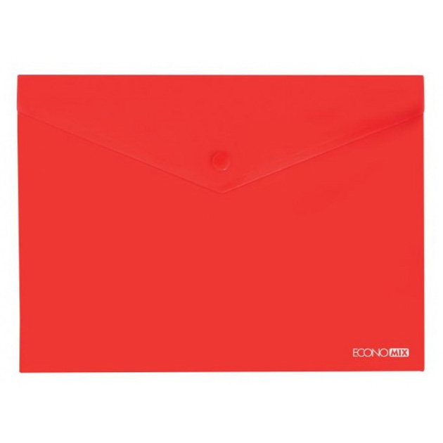 Button-envelope folder A4 "ECONOMIX" /E31301-03/ transparent, gloss, Red (12/120)
