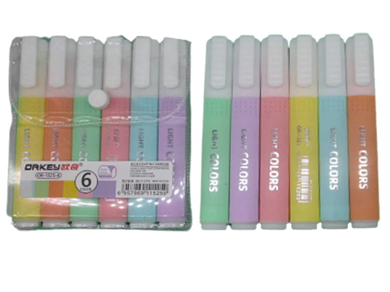 Set text. marker. 6 pcs "ORKEY" /OR-1525-6/ pastel. thick 3-6 mm (1/12)