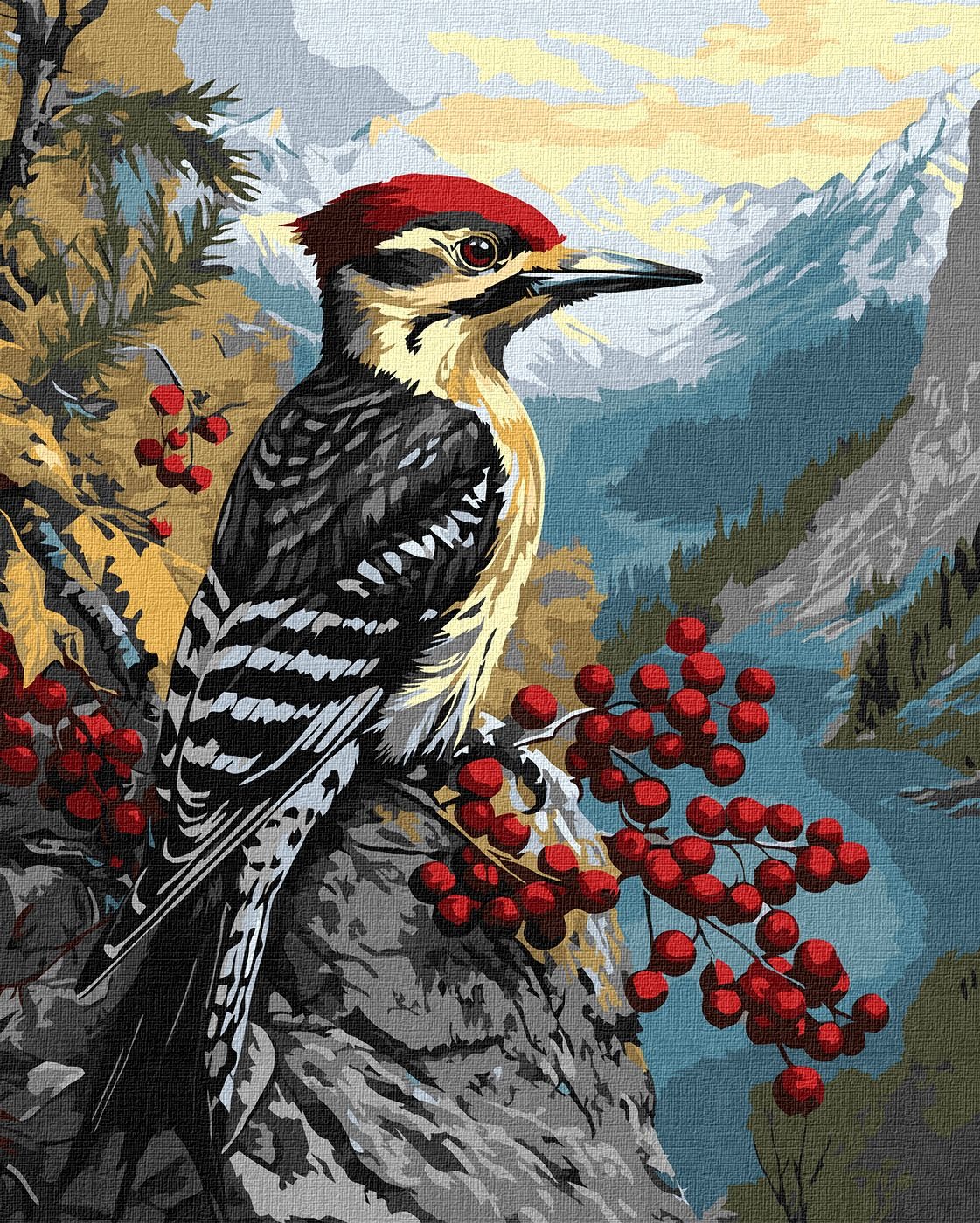 Painting by numbers "Ideyka" /KHO6778/ "Woodpecker on viburnum" 40*50cm
