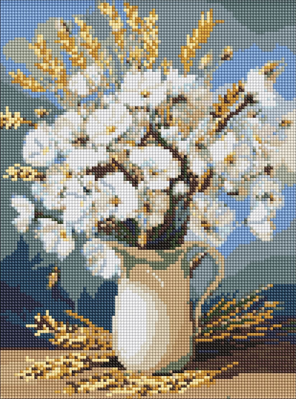 Diamond mosaic "Ideyka" /AMO20053/ "White poppies and wheat" 30*40cm