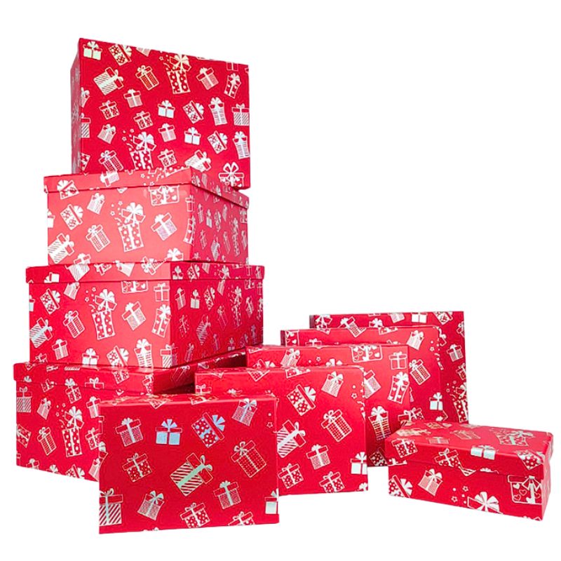 Gift box /271315/ "Silver gifts" 10 pcs/pack, 37x27x11-14x10x5 cm