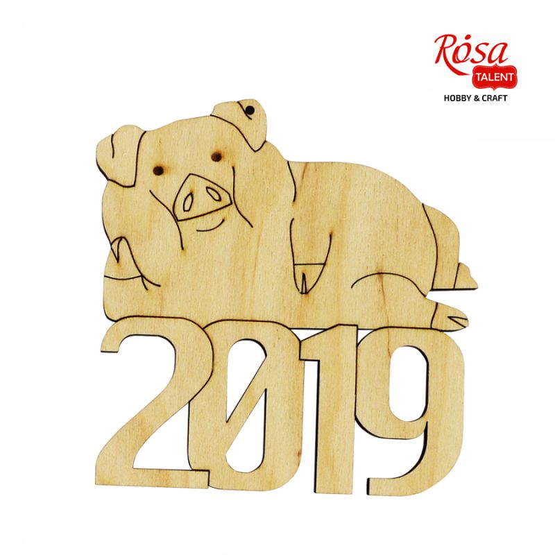 Заготовка "Rosa Talent" "Свинка 2019-2" /141/ 4шт, фанера, 10*10см