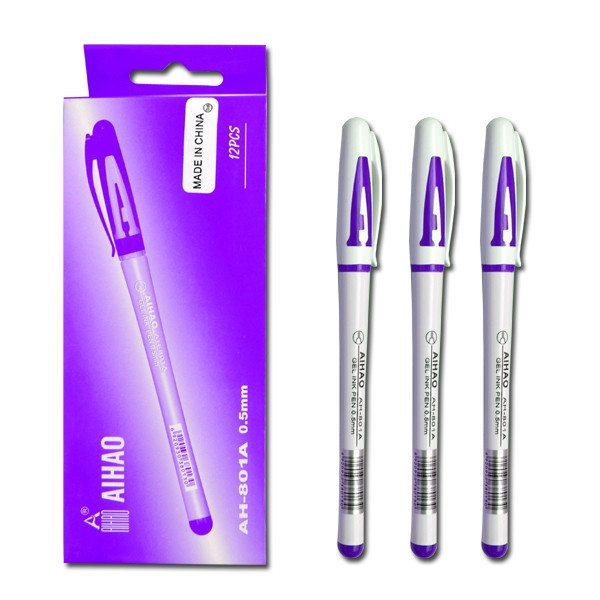 Gel pen "AIHAO" /AH801A/ purple (12)