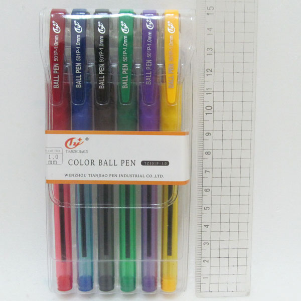 Set of ballpoint pens "Tianjiao" /501P- 6/ 6 pcs. (1/24)