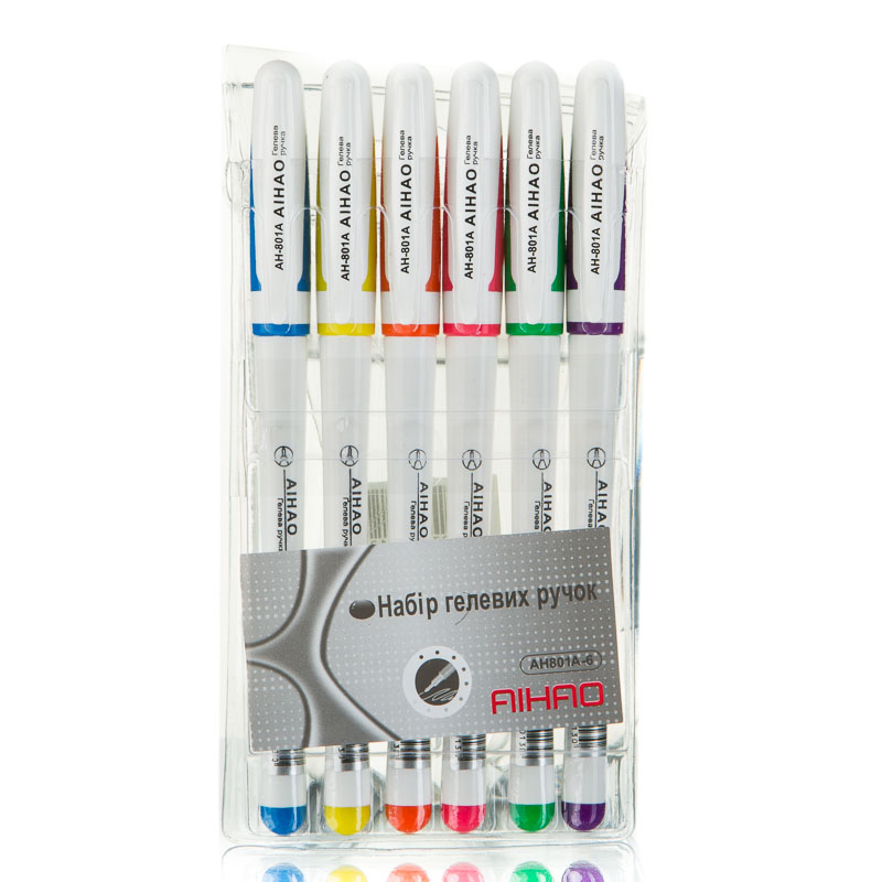 A set of gel pens "AH801A-6" 6 pcs. fl. (1/24/240)
