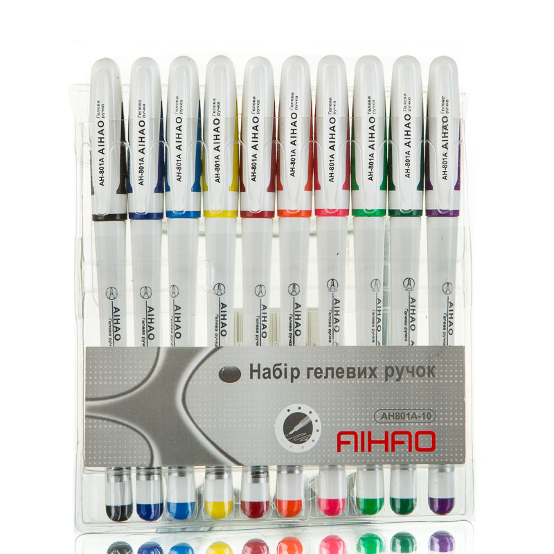 A set of gel pens "AH801A-10" 10 pcs. fl. (1/12/144)