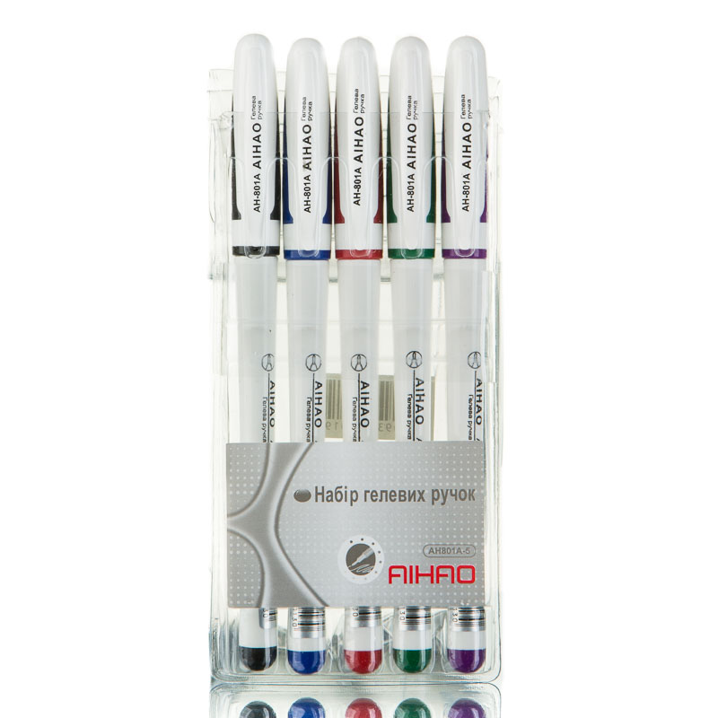 Set of gel pens "AH801A-5" 5 pcs. (1/24/288)