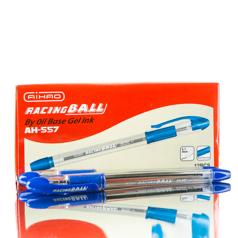 Ballpoint pen "AIHAO" /AH556A/ ​​"Racing Ball" black, 0.5mm made of rubber. c. (12/144)