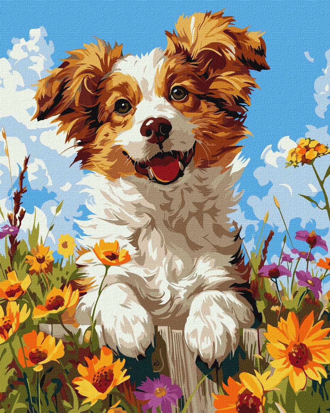 Painting by numbers "Ideyka" /KHO6624/ "Dog in flowers" 40x50 cm