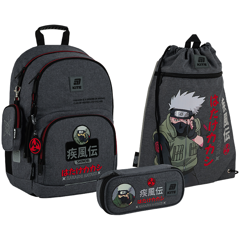 "Kite" set /SET_NR25-585M-1/ backpack + pencil case + shoe bag 585 Naruto Shippuden (1/6)