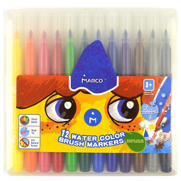 Felt-tip pen brush "Marco Super Washable" 12 pcs. /1633-12PB/ (1/6/72)