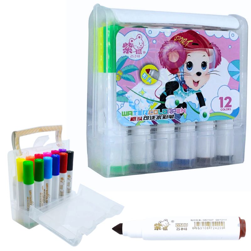 Markers "JO" /248-12/ "Mouse" 12 col.  95mm thick nak. plastic box (1/18)