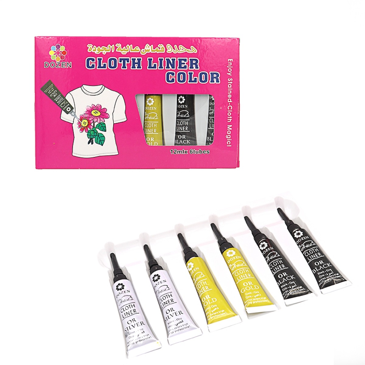 Set of paints for fabric "Dozen" /DSCN0673/ 12ml*6 pcs., liner (1/12)