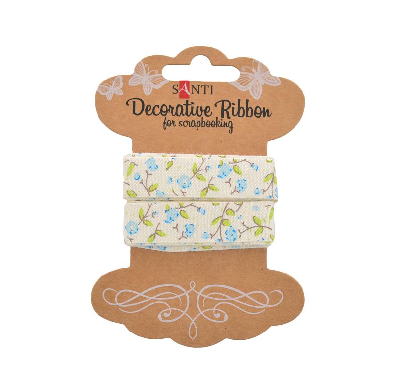 Gift wrapping tape "Santi" /741314/ cotton with "Flowers of Provence" pattern, 2m (1/20/400)