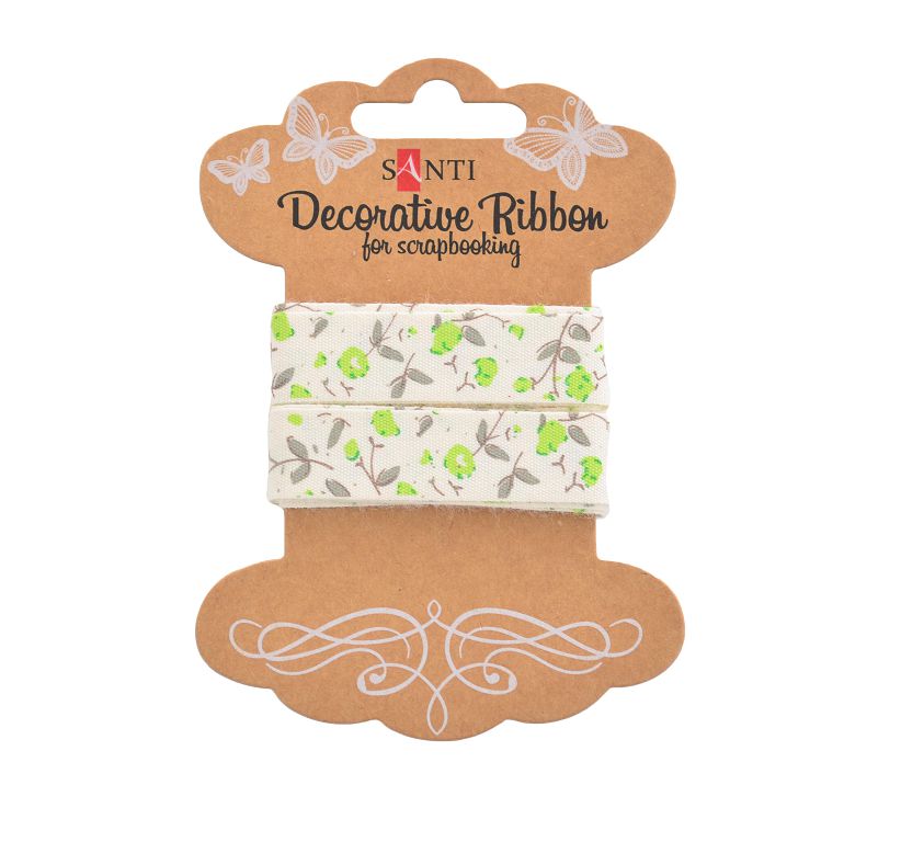 Ribbon for wrapping gifts "Santi" /741312/ cotton with a pattern "Flowers of Sicily", 2m (1/20/400)
