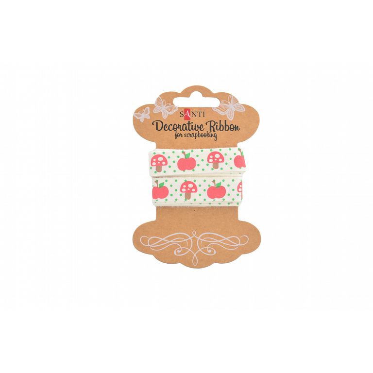 Gift wrapping tape "Santi" /741320/ cotton with "Summer Garden" pattern, 2m (1/20/400)
