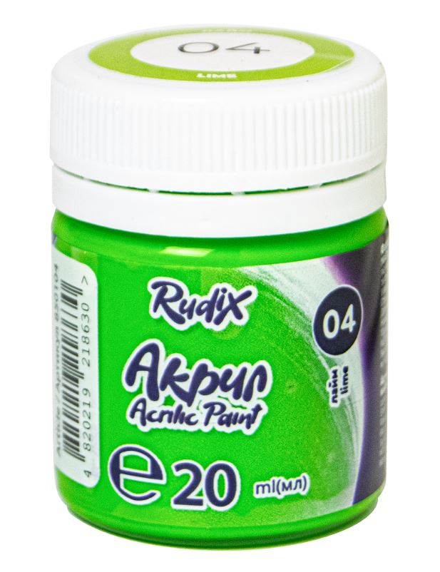 ACRYLIC for decoration "RUDIX" /850104/ matte Lime, 20 ml (1/12/48)