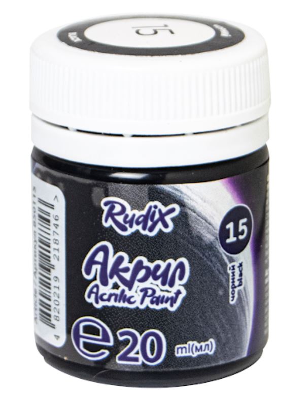 ACRYLIC for decoration "RUDIX" /850115/ matte Black, 20 ml (1/12/48)