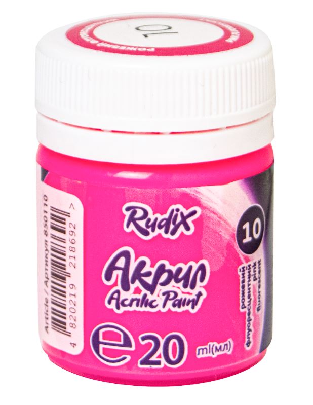ACRYLIC for decoration "RUDIX" /850110/ Pink fluorescent, 20 ml (1/12/24)