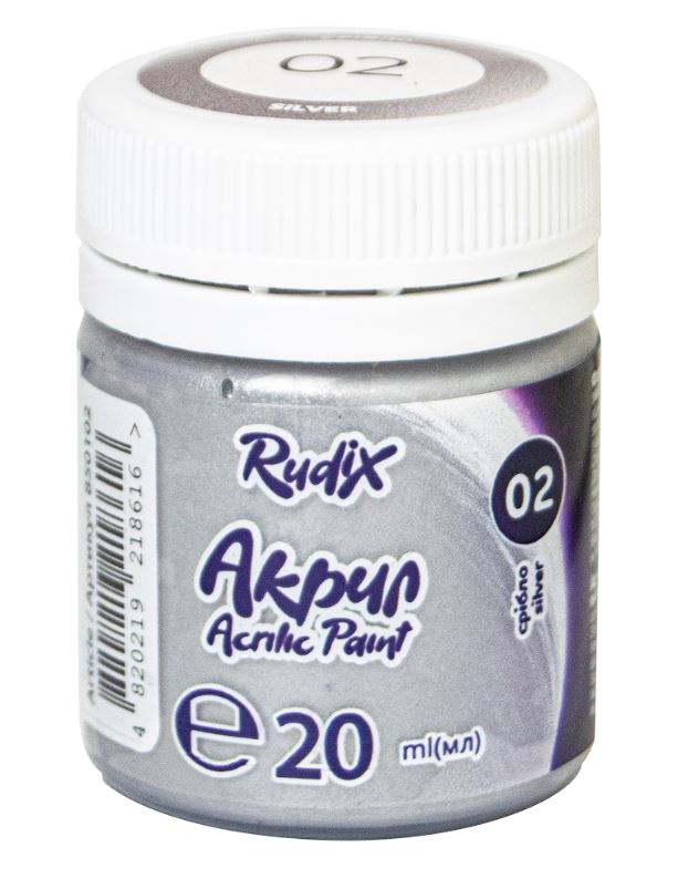 ACRYLIC for decoration "RUDIX" /850102/ Silver, 20 ml (1/12/48)