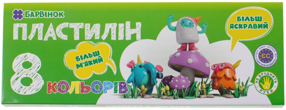 Пластилін "Барвінок" 8кол. /6-431/ 160гр (1/20/80)