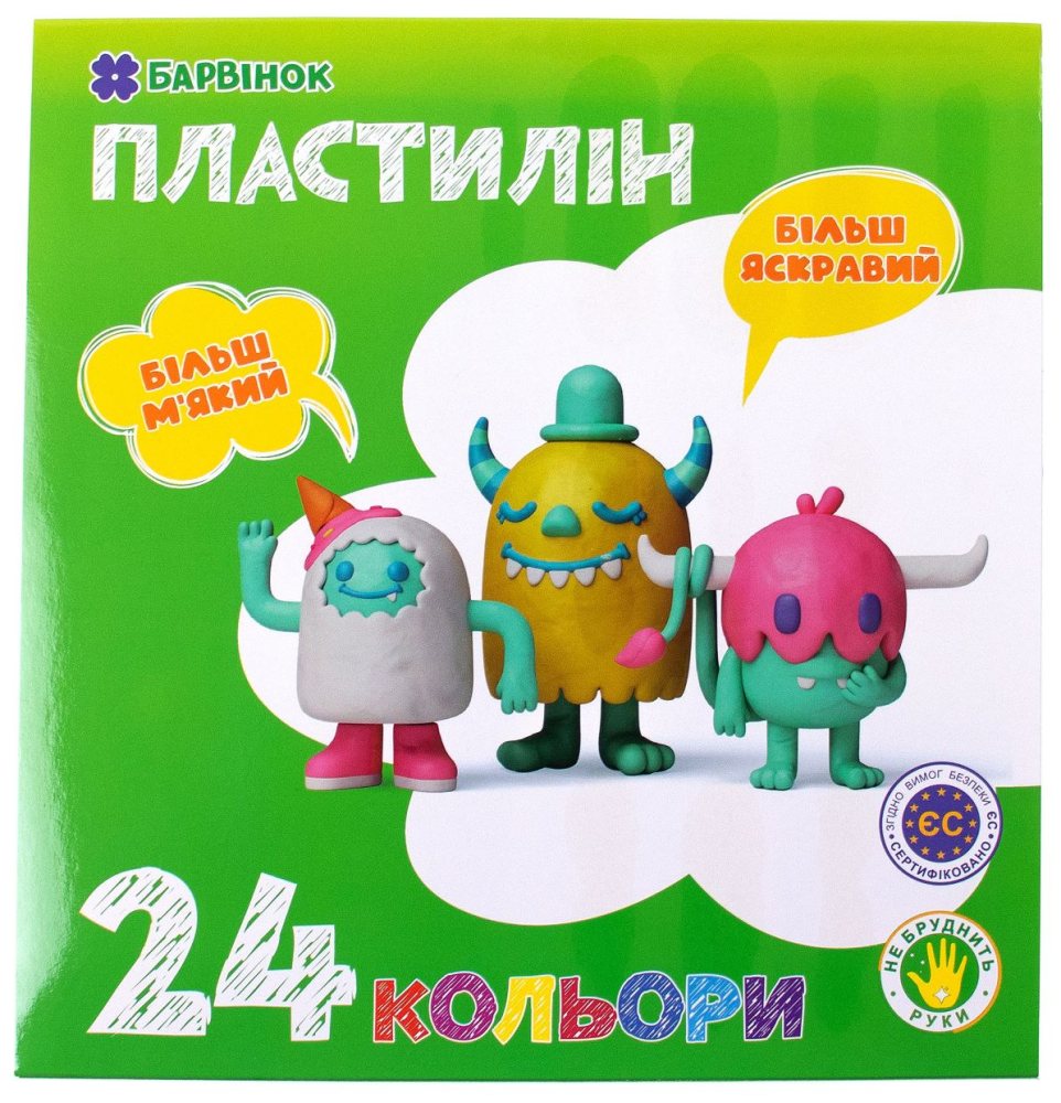 Пластилін "Барвінок" 24кол. /6-435/ 480гр (1/10/30)