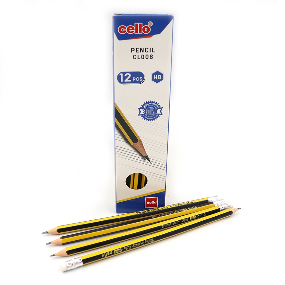 Pencil h/g "CELLO" /CL006/ HB with eraser, flexible (12)