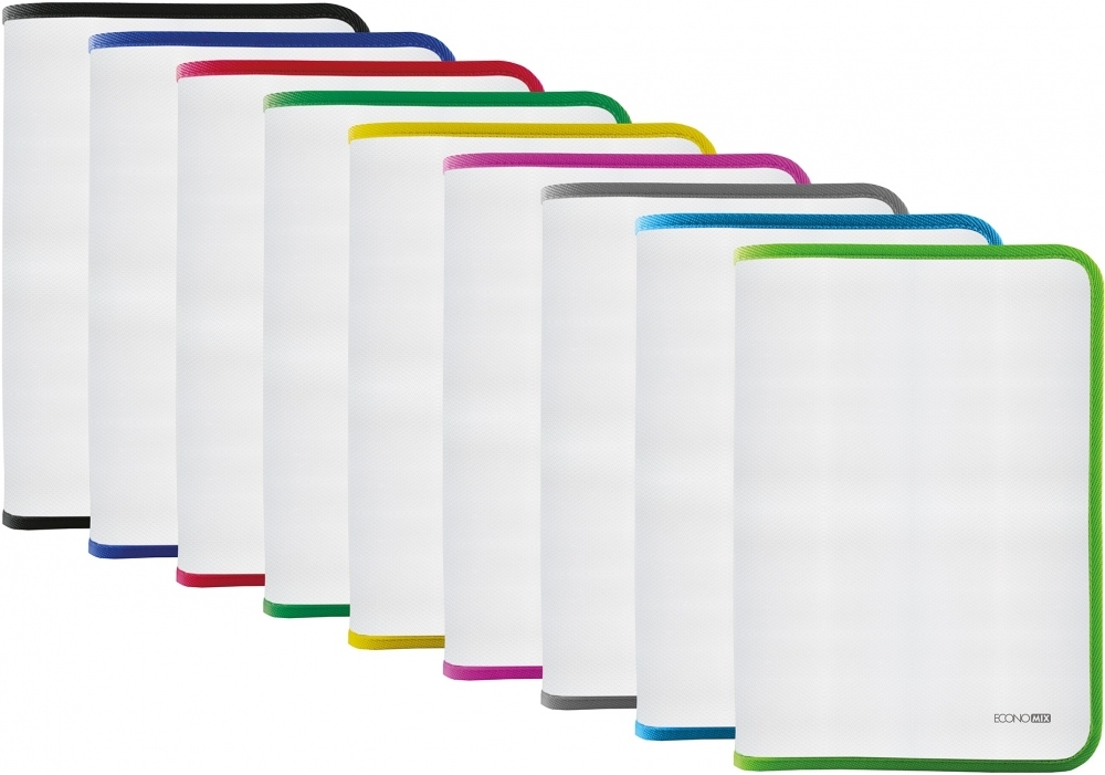 Zip folder A4 "ECONOMIX" /E31644-99/ transparent, texture: fabric, mix (1/30)
