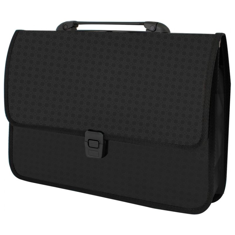 Briefcase plastic A4 "ECONOMIX" /E31641-01/ with a clasp, texture "Vysyvanka", black (1/8)
