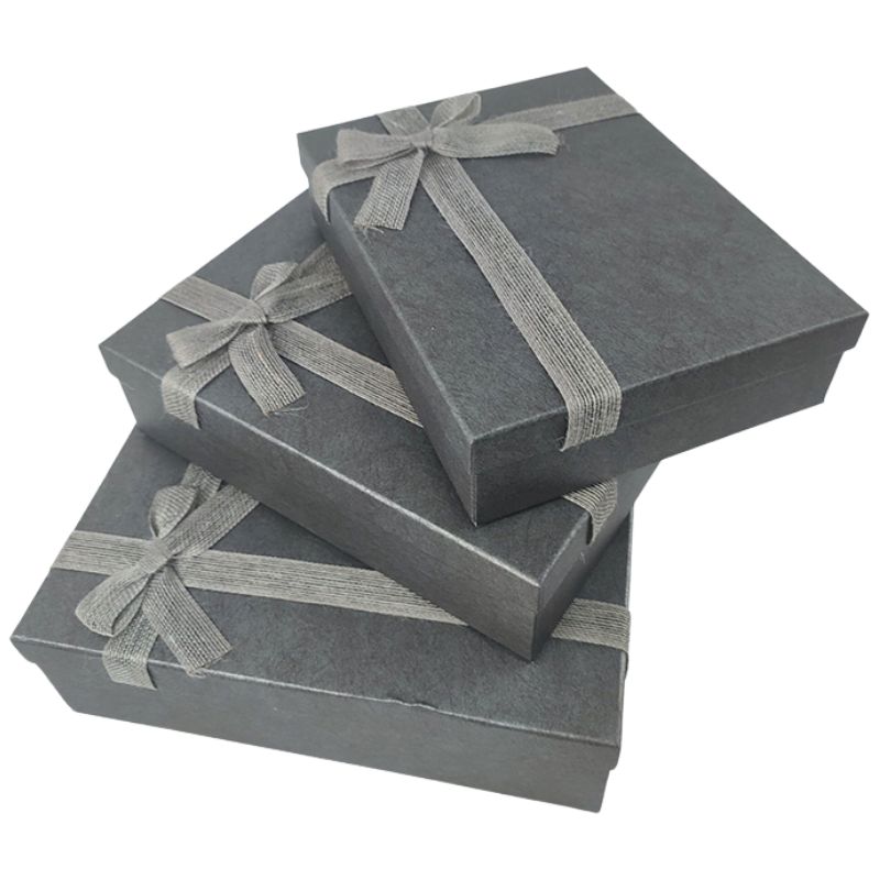 Gift box /271022/ rectangular dark gray pastel matte 3pcs/pack, 33x26.5x10-27.5x20.5x6.5 cm
