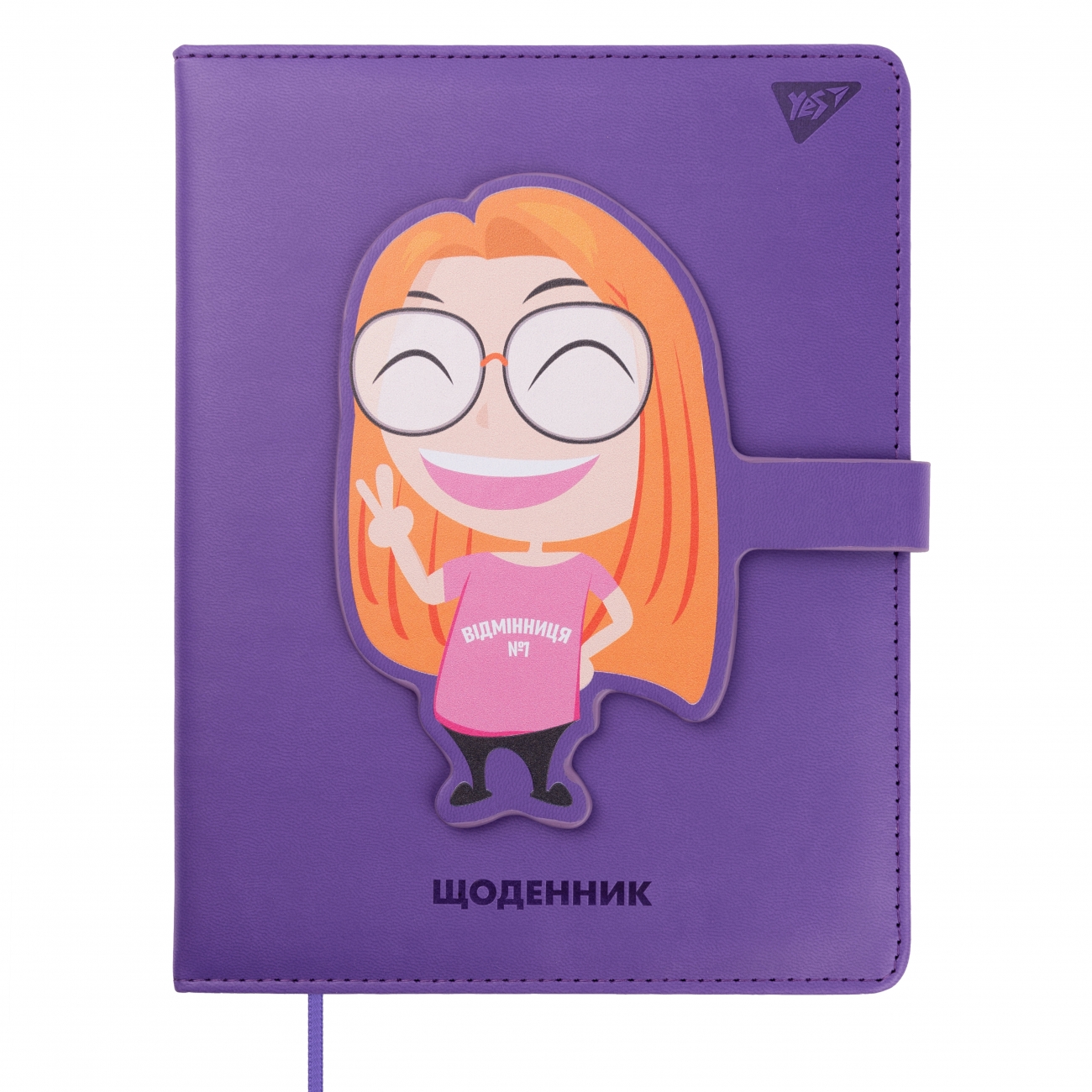 School diary "Yes" /911479/ hard PU, "HAHAHA 1", embossing, print on shaped flap (1/20)