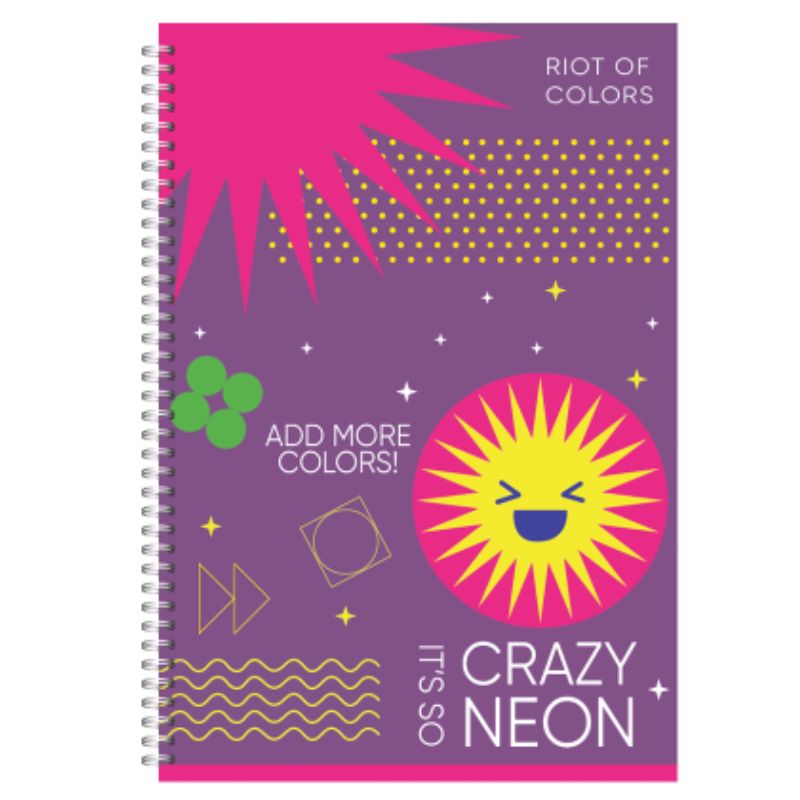 Notepad A6/72 sheet "Backpack" /PPT-1/ "CREAZY NEON" series, # spiral on the side, tv. cover, 60 g/m2, mix (1/20)