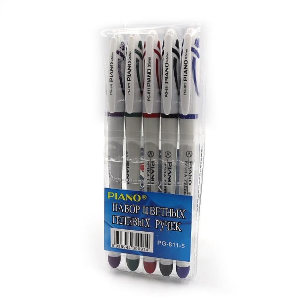 Set of gel pens "PIANO" /811PG-5/ 0.5 mm, 5 circles, 5 pcs (1/24/288)