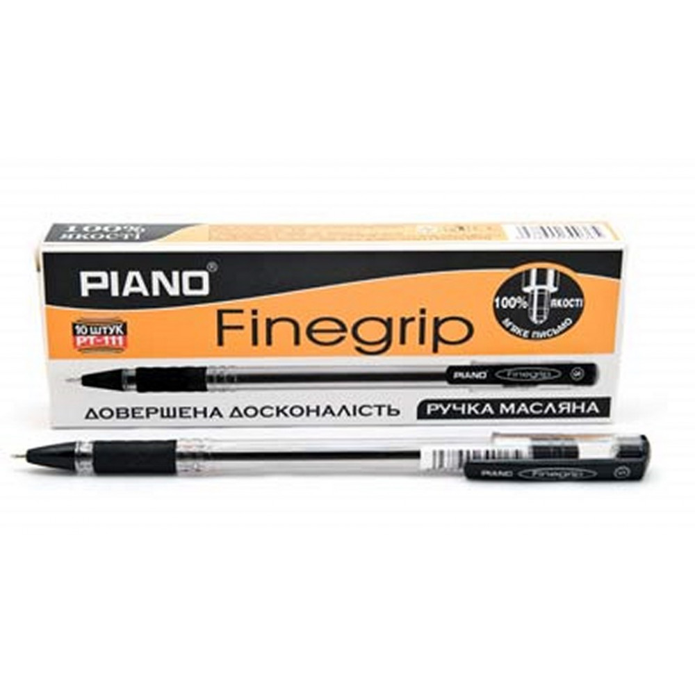 Ballpoint/oil pen "PIANO" /PT-111-10/ "Finegrip" black, grip (10/50)