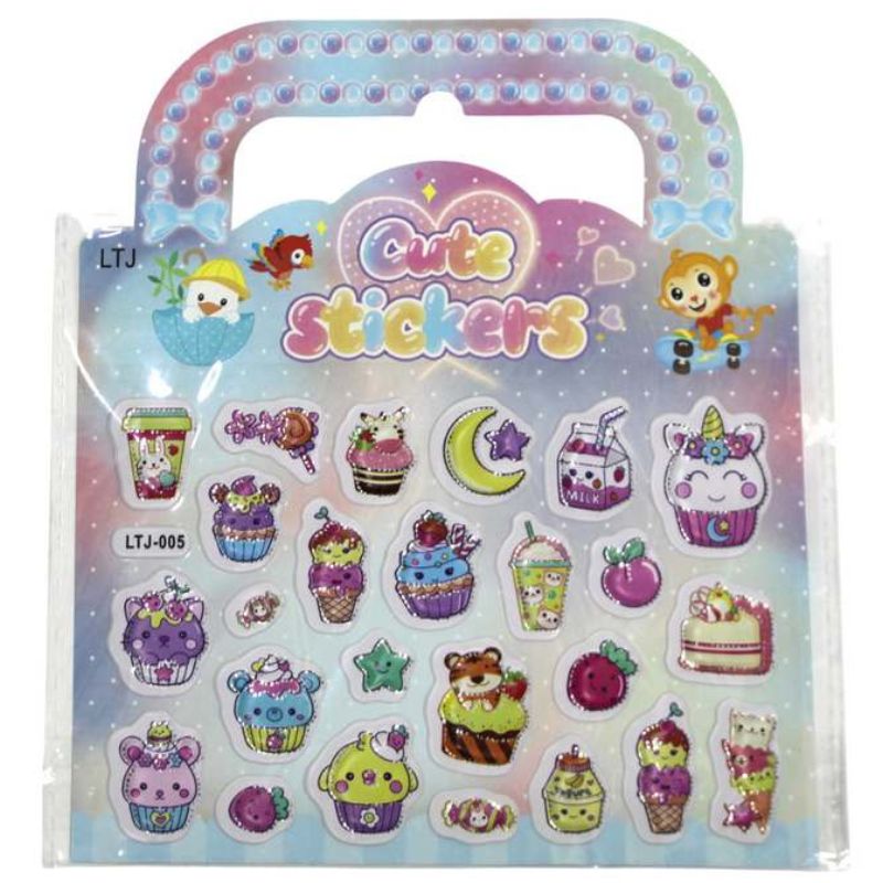 Наліпки "WB" /LTJ-005/ пластикові об'ємні з фольгою 14,5*13,5см Десерти kawaii (20)