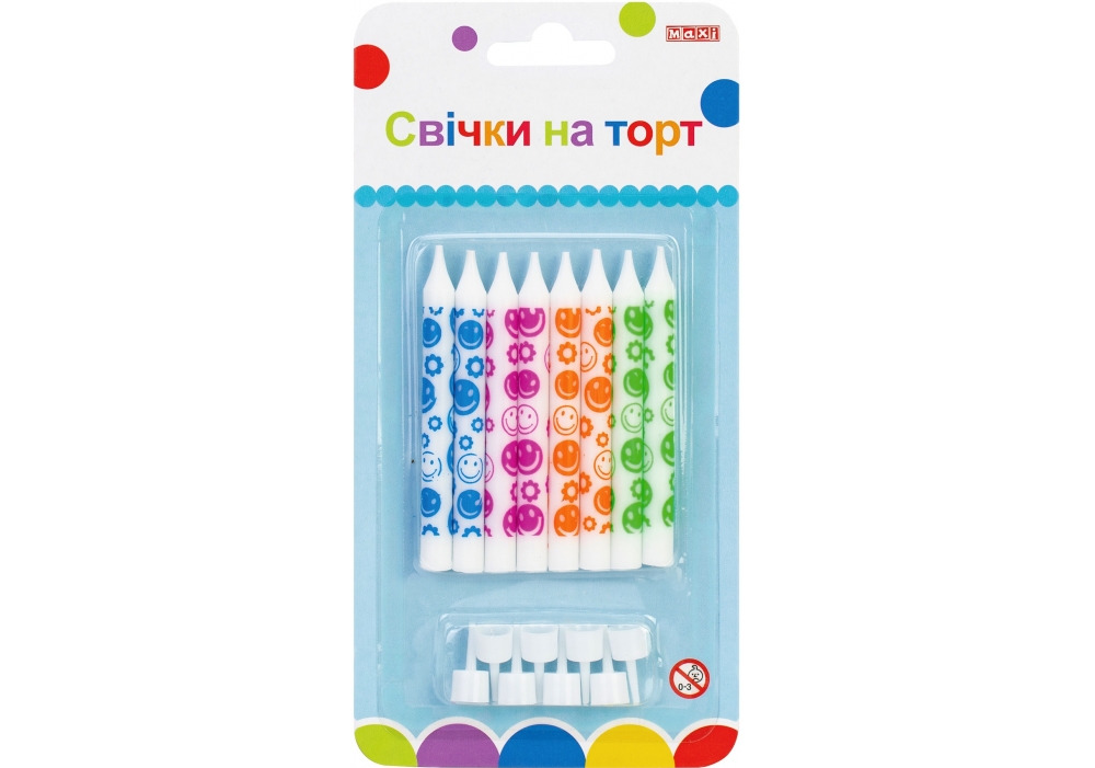 Set of candles for a cake "Maxi" /MX627045.F02/ 8 pcs., 8 cm (1/24)