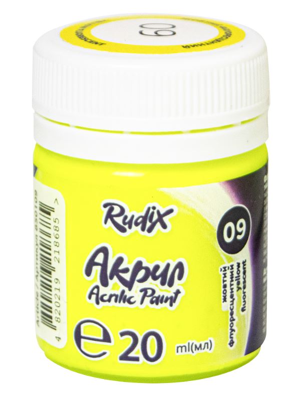 ACRYLIC for decoration "RUDIX" /850109/ Fluorescent yellow, 20 ml (1/12/24)